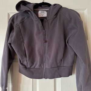 Athleta Girl Deep Purple Zip-Up Cropped Hoodie